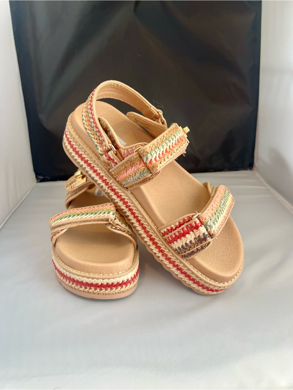 Steve Madden Bigmona Multi Raffia platform sandals 11